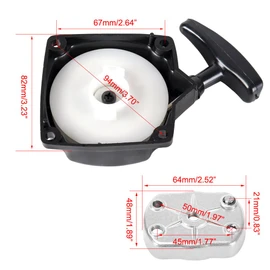 Recoil Starter Pull Start & Pawl Claw Cog 1 Set Replacement Parts for 2 Stroke ATV Pocket Rocket Bike Motor 50cc Dirt Bike Gas Scooter Mini Chopper 33cc 43cc 47cc 49cc 50cc Engine