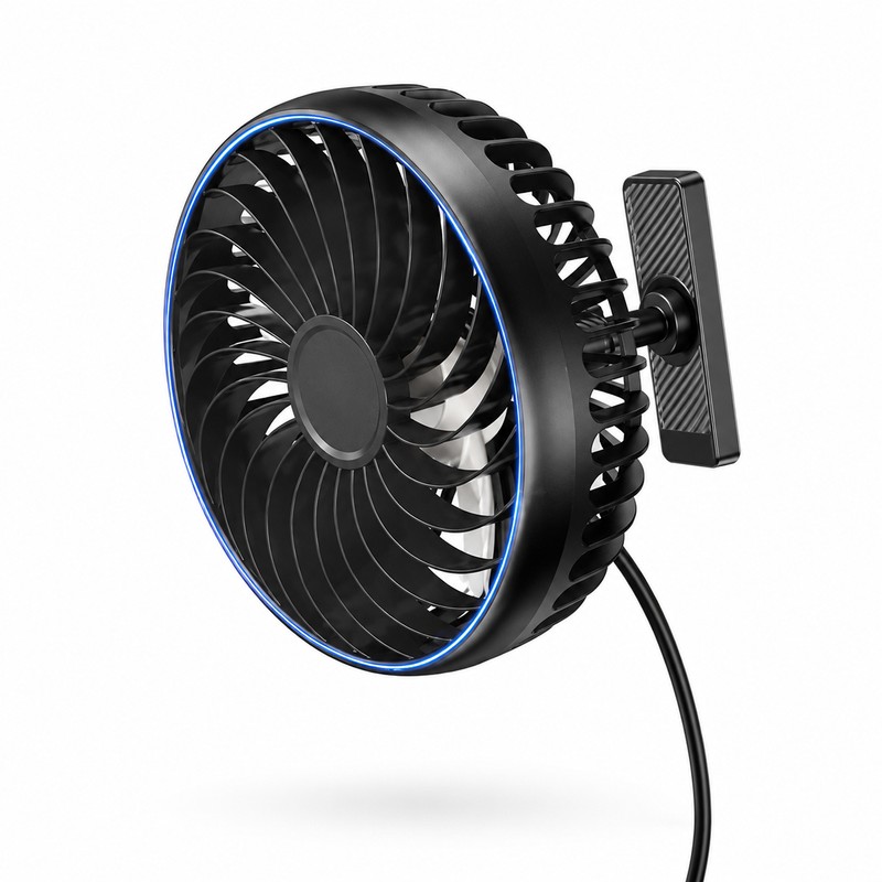 Portable USB Car Fan for Vehicle Cooling – 360° Adjustable