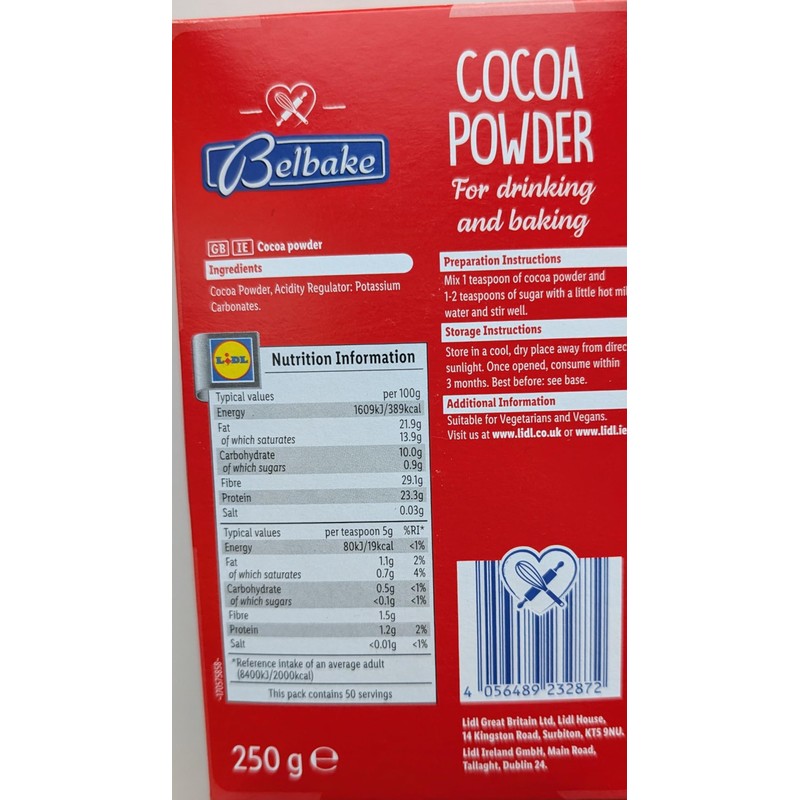 Cocoa Powder 250g, Unsweetened, for Drinking & Baking