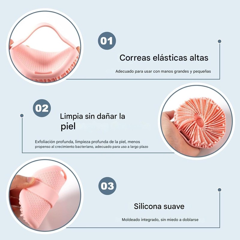 Cepillo de baño manual de silicona de dos piezas con