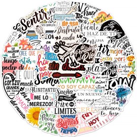 COLOFALLA Pack of 47 Sayings Stickers, Colourful Stickers with Positive Sayings in Spanish, Motivational Stickers, Courage Stickers, Inspirational Motivational Stickers