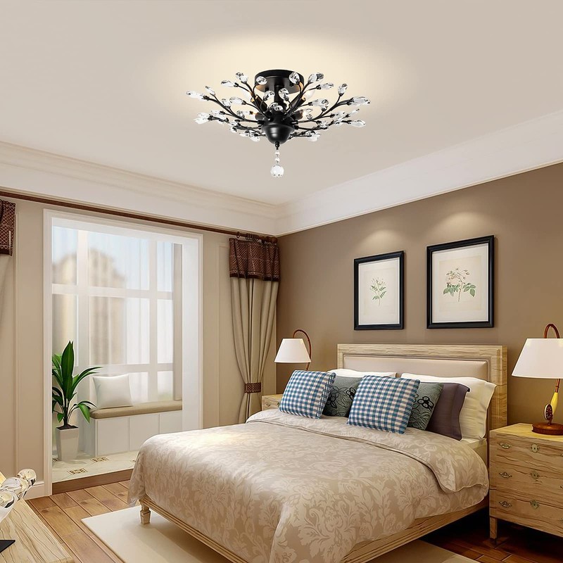 Ganeed Crystal Chandeliers,Vintage K9 Clear LED Ceiling Lighting,Edison Pendant Light