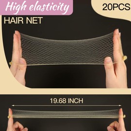 KIRZAX Unsichtbare Haarnetze, 20 Stück Unsichtbare Haarnetz mit 40 Stück Haarnadeln, Nylon Haar Netze für Buns, Mädchen Hochsteckfrisuren Zubehör für Kurze und Dünnes Haar Balletttänzerin(Gold)