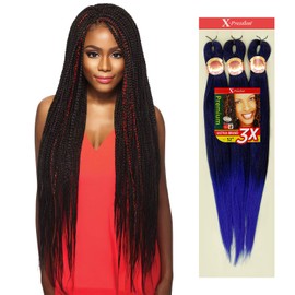 MULTI PACK DEALS! Outre Synthetic Hair Braids X-Pression Kanekalon 3X Pre Stretched Braid 52" (1-PACK, 2T1B/PUR)