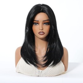 Peluca Bob de Cabello sintético para mujer, peluca corta natural recta sin pegamento Peluca de Longitud del Hombro de Uso diario,trabajo, Halloween, c