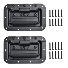Lwtsrp Pack of 2 Black Folding Handles, Hardware Boxes Handle, Folding Handles, Box Handle, Spring-Loaded, for Speaker Boxes, Tool Boxes, Case Rack