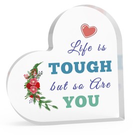 Inspirational Gift for Bestie Thank You Gift for Friend Acrylic Heart-Shaped Keepsake Motivational Gift for Sister Brother Positive Gifts for Women Acrylic Heart Plaque Graduation Gift for Her Him