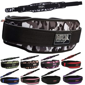 MRX Weight Lifting Belt with Double Back Support Gym Training 5" Wide Belts 11 Colors (Camo Gray, XXLarge)