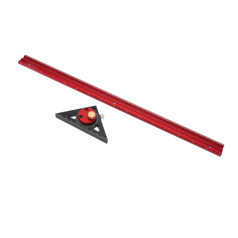 400mm Woodworking Hole Scribing Ruler Aluminum Alloy 360° Rotating Line