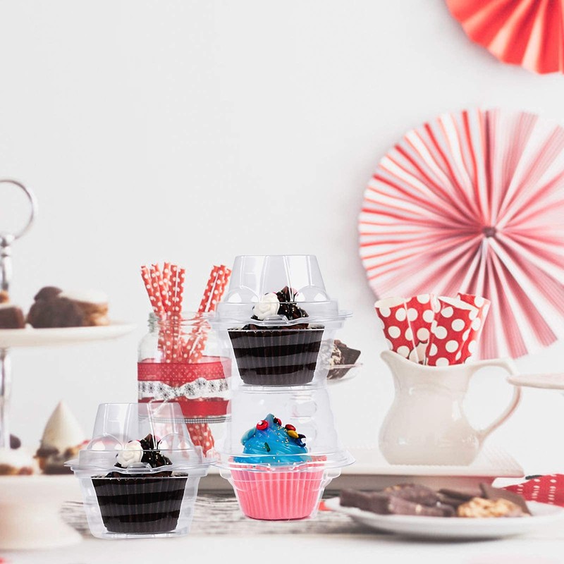NPLUX 25 Pack Individual Cupcake Containers Plastic Cupcake Boxes Cupcake