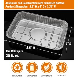 NUPICK 30 Pack Grill Drip Pans Compatible for Weber, 6415 Grill Accessories for Weber Spirit, Genesis, Traveler, Q Series - Grill Grease Pan Liners - Disposable Aluminum Foil Grease Trays - 8.5" X 6"