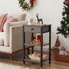 VECELO Tall End Side Table,Nightstand with Adjustable Shelf and Bin