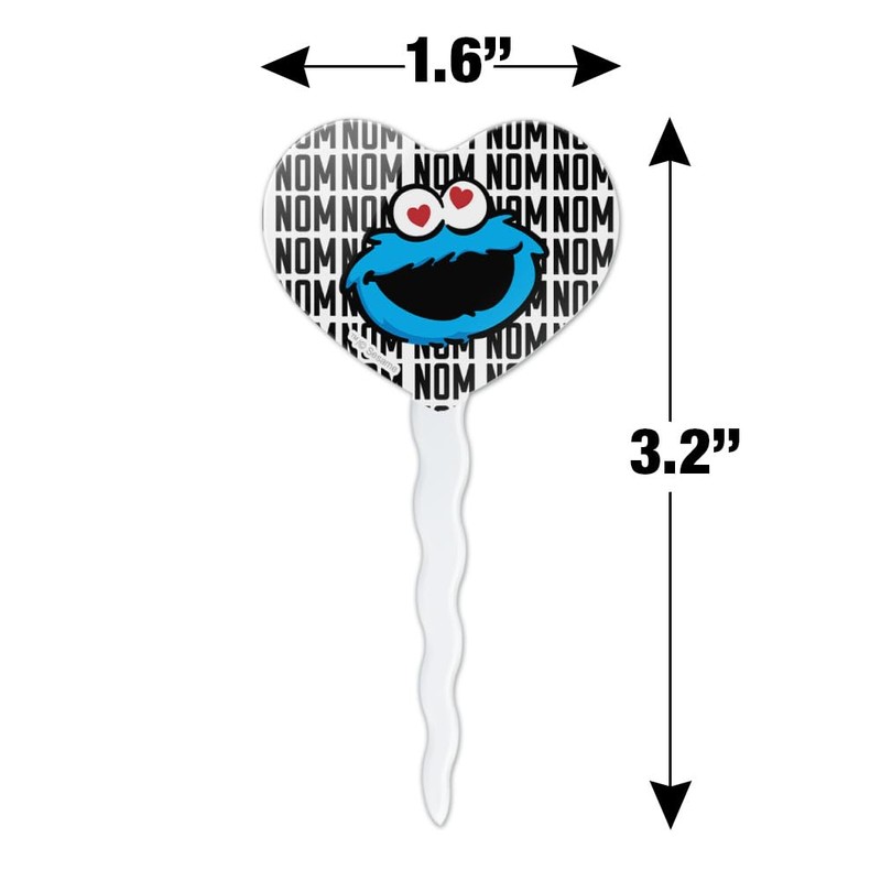 Sesame Street Cookie Monster Nom Nom Heart Love Cupcake Picks