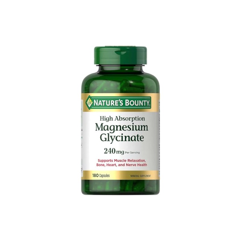 Nature's Bounty High Absorption Magnesium Glycinate 240mg 180 Capsules