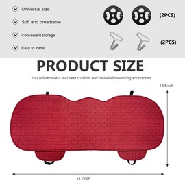 MUQIDA Car Seat Cover for Rear Seats, Comfortable Linen Seats Cushion Pad Mat with Storage Pockets, Anti-Slip Breathable Bottom Long Rear Seat Cover Protector for SUV Truck Van (Wine Red)