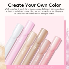 modelones Modelones Acrylic Powder, 6 Colors Transparent Jelly Nude Nail Powder Milky White Pink Nude for Nail Art 3D Nail Carving French Nail Extension, Gifts for Women