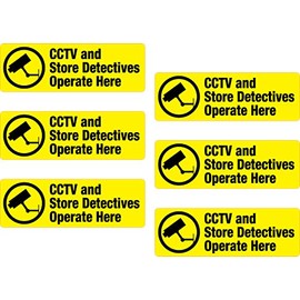6X CCTV Store Detectives Printed Vinyl Sticker Label Shelf Edge Shop Off Licence