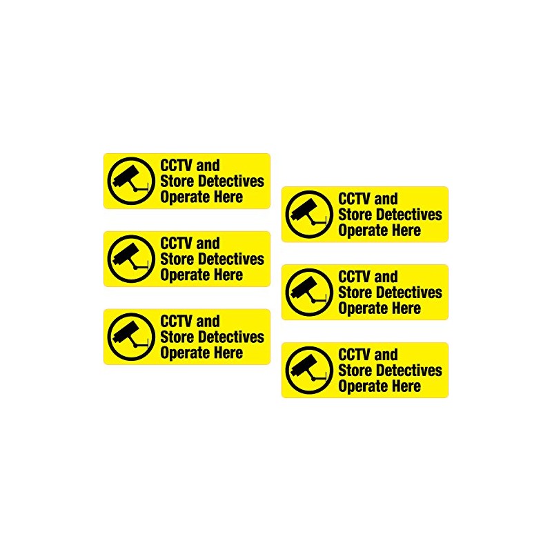 6X CCTV Store Detectives Printed Vinyl Sticker Label Shelf Edge
