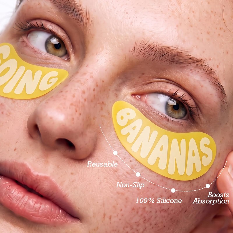 Going Bananas Reusable Silicone Under Eye Patches, Standard, 2 Pairs