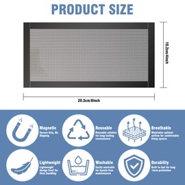 6 Pack Strong Magnetic Floor Vent Cover - PVC Mesh Register for Wall Ceiling Floor Catch Debris Hair Insect (Black, 4 x 8 Inch)