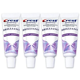 Crest 3D White Brilliance Toothpaste, Vibrant Peppermint, Travel Size 0.85 oz (24g) - Pack of 4
