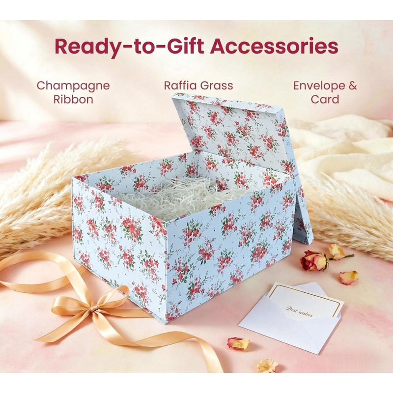 BoxSkivra 1 Pack 13x9x6 inch Keepsake Boxes with Lids Large