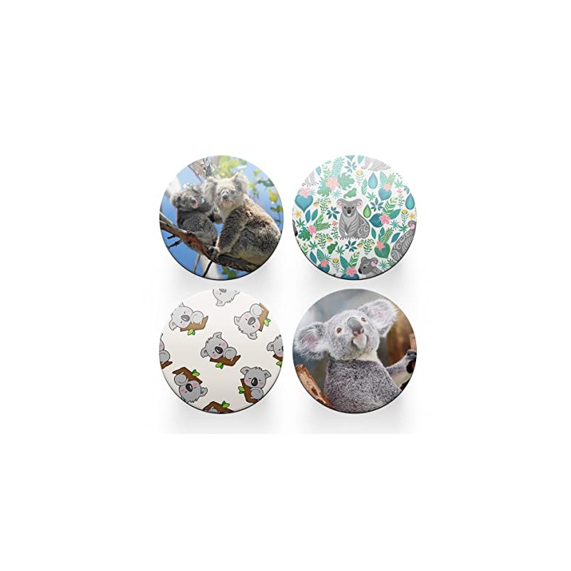 4 x Round Koala Bear Coasters - Animals Wild Women