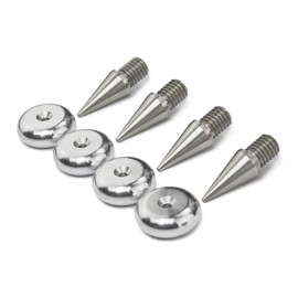 M6 Speakers Spikes and Pads for Speakers, HiFi Stands, Cabinets, Soundbars (Stainless Spike wit aluminium round Pads)