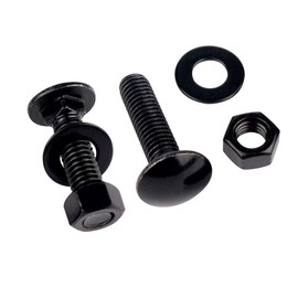 SZJIUZYD 5/16-18 x 1" Stainless Steel Carriage Bolts and Nuts with Flat Washers Kit, Round Head Square Neck Screws UNC Coarse Thread, 8 Sets Black