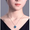 Blue Crystal Topaz Pendant Ocean Heart Shaped Necklace 925 Sterling