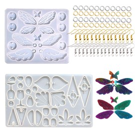 Attuslla Earring Silicone Resin Molds Earring Epoxy Resin Molds DIY Craft with Ear Hooks, Jump Rings for DIY Women Earrings, Pendants, Rings, Jewelry Craft Supplies