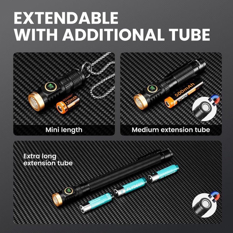 Yemao 800 High Lumens EDC Rechargeable Keychain Flashlight, Powered by