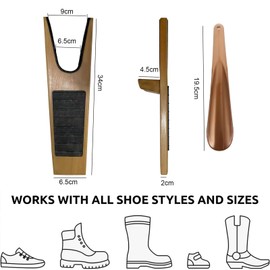 NaturezhenSolid Wood Shoe Puller, with Non-Slip Rubber Pad, Multi-functional wooden boot extractor - easy boot removal without bending down