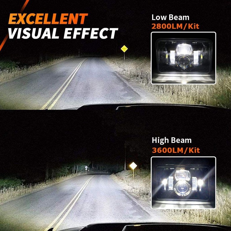 Z-OFFROAD 2pcs 60W 4x6 LED Headlights DOT Approved H4656 H4651