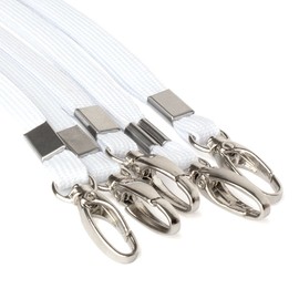 CKB LTD Breakaway Safety Lanyard Neck Strap Swivel Metal Clip for ID Card Holder with Quick Pull Release Design Lanyards Bulk Pack of 10pcs (White)