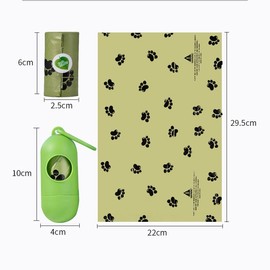 Biologisch abbaubare Hundekottbeutel mit tragbarem Spender Hundebeutel mit Duft – 10 Rollen (150 Beutel) 30 x 22 cm– Kompostierbar, Reißfest – Grün & Rosa