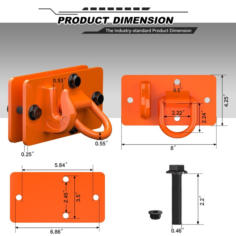AMBULL 2 Pack Tractor Bucket Hooks with Tie Down Ring,
