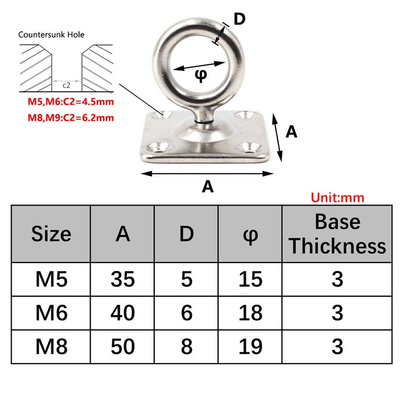M8 Swivel Ceiling Mount Hook Heavy Duty 304 Stainless Steel