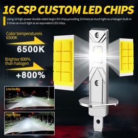 APMAT H1 LED Bulbs 30000LM 500% Brighter 6500K White Light, 1:1 Mini Size Fog Lights with 16 Upgraded Chips, Wireless Plug and Play, Pack of 2