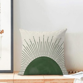 Green Sunshine Pillow Covers 18X18 Inch Sunrise Sunset Boho Sun Decorative Summer Bohemian Throw Pillows Set of 2 Outdoor Farmhouse Cushion Case Modern Home for Sofa Couch Bedroom Decor