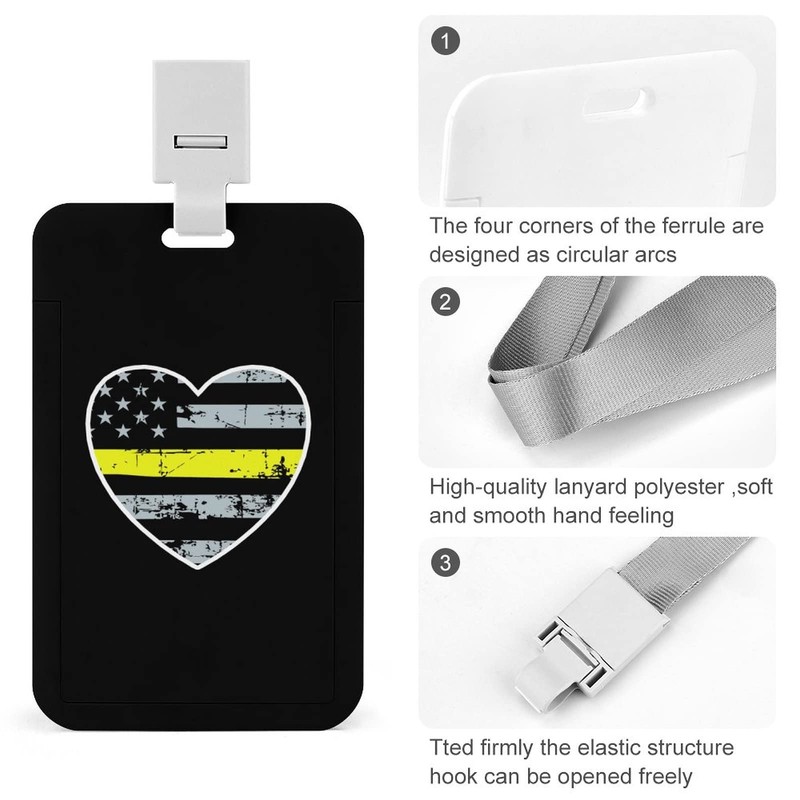 911 Dispatcher Thin Gold Line Plastic Badge Holder Fashion Vertical