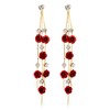 Long Rose Tassel Drop Earrings for Women 3d Red Flower