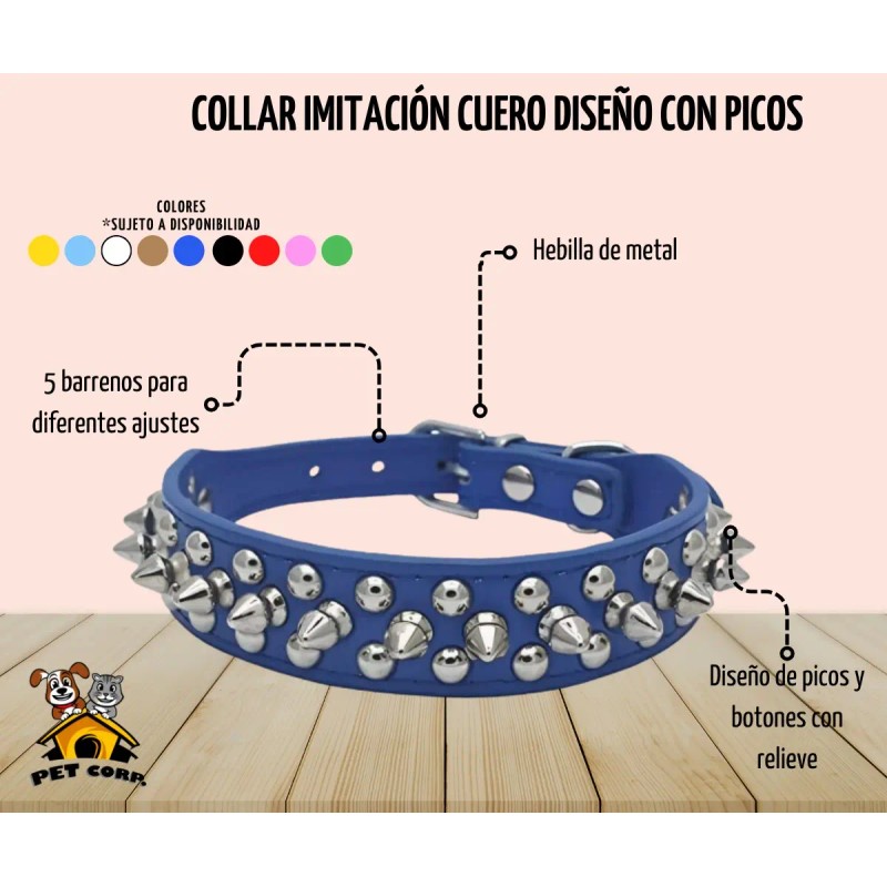 Collar Para Perro Con Picos Metal Tipo Cuero Con Estilo