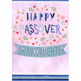 Designer Greetings Small Symbols of Seder on Light Pink  Granddaughter Juvenile Passover Card