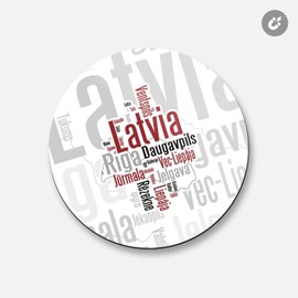 Unbranded Latvia Map Word Cloud | 4'' X 4'' Round Decorative Magnet