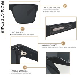 ANDWOOD Square Polarized Sunglasses For Men Women UV Protection Oversized Flat Top Big Shades Fashion Driving Sun glasses Black Mirrored Green