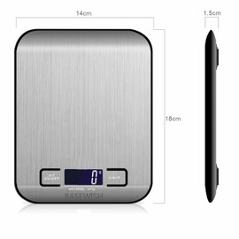 BASEWISH Electronic Digital Kitchen Food Scale, 11LB Weight in Ounces and Grams for Cooking and Baking, 6 Units with Tare Function (Batteries Not Included)