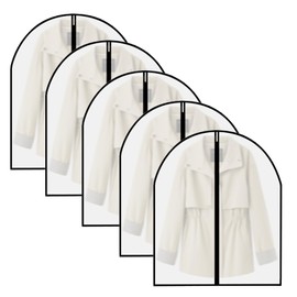 5 PCS Dust-Proof Garment Bags for Hanging Clothes, Clear Clothes Garment Cover Bags, PEVA Breathable Clothes Protectors with Full Zipper for Closet Clothes Storage (100x60cm)