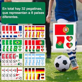 32PCS Tatuajes Temporales Mundial 2026, Pegatinas Mundial 2026 Decoration, Pegatinas Temporales Para Faciales, Ideales para El Eventos Deportivos de F