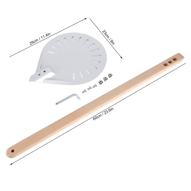 Pizza Shovel with 60cm Removable Wood Handle NonSlip Round Pizza